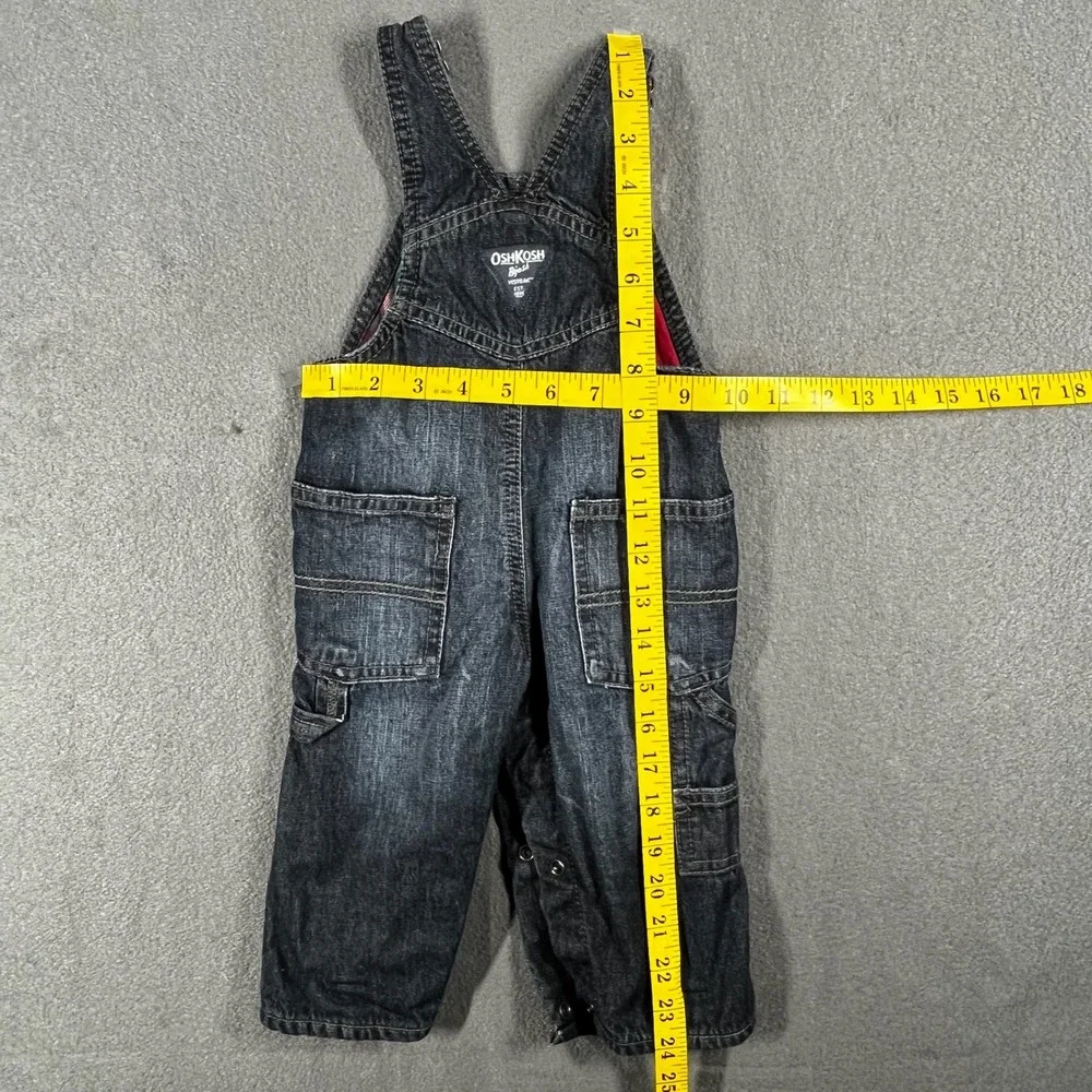 OshKosh B'Gosh Denim Overalls 9M Dark Wash Plaid Lined‎ Baby